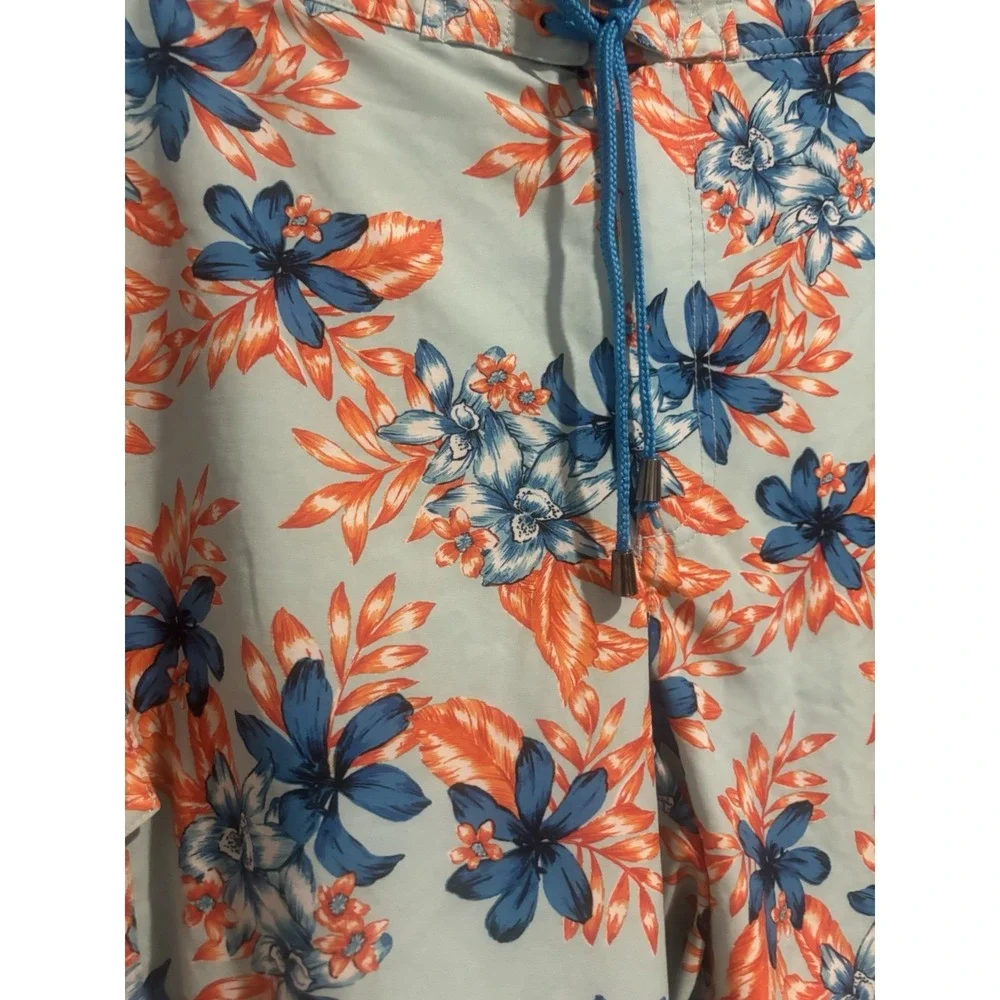 Crown‎ and Ivy Swim Trunks Men's XL Mesh Lined Board Shorts Blue Palm Trees